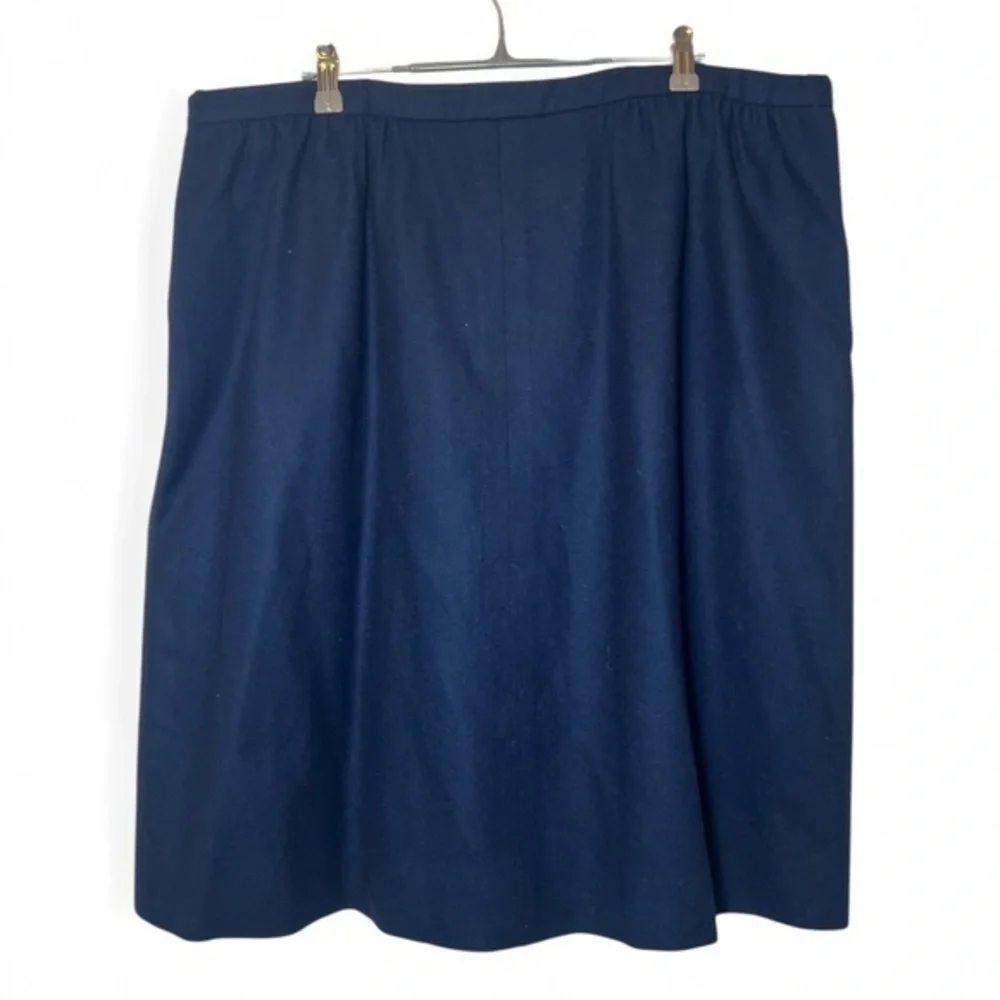 Vintage Pendleton Women 36 Navy Blue Lined 100% Pure‎ Virgin Wool Pencil Skirt